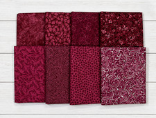 8 Burgundy Maroon Fat Quarters Tonal Blender Cotton Quilt Fabric