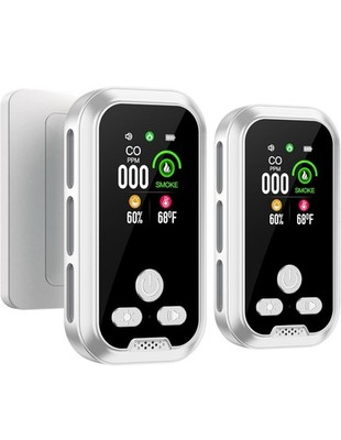 Gedsffati Portable Smoke Alarm 2-Pack 4-in-1 Carbon Monoxide Detector. R8