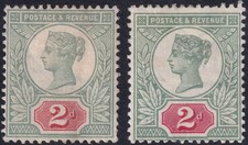 1887 JUBILEE K30(1) SG199 2d GREEN & SCARLET MINT HINGED SC CAT £425.00
