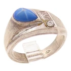 925 Sterling Silver Vintage Ring VARGAS Star Sapphire & Topaz Band Sz 10 RG35751