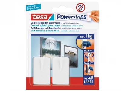2x Tesa Powerstrips Bildernägel je pack 2 Nägel + 4 Strips Large 58031 max. 1 KG