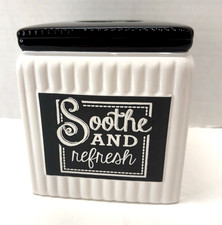 Avanti Linens "Chalk It Up" White  Black Fluted Tissue Box Cover Farmhouse