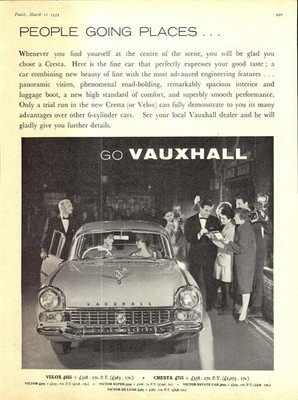Original 1959 Werbung für Vauxhall Cresta & Velox Motor Cars Oldtimer Print Ad