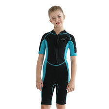 Hevto Kid s 2 Blue Black Guardian 2mm Zip Front Swimwear Beach Wet Suit O5-24