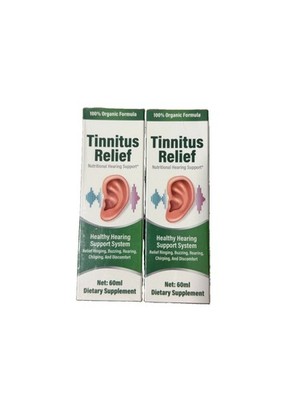 Tinnitus Relief Health Hearing 60ml Relieve Ear Ringing, 2 Pack Exp 5/29