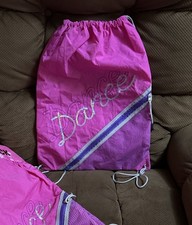 Girls Dance Bag - Pink Purple 3 Cheers Drawstring Dance Bag - New 13 X 17