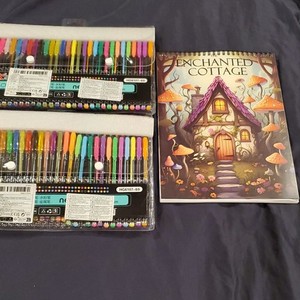 ZUIXUA HG6107-60 (2)Multicolor Gel Pen Sets With Enchanted Cottage Coloring Book