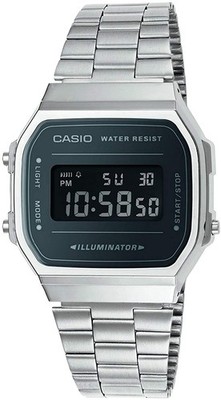 Wristwatch CASIO A168WEM-1E Stainless Steel Black Unisex Digital