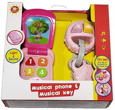 Musical Phone and Musical Key Light Sound and Music Toddler Toy Pink