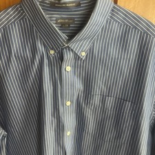 Eddie Bauer Wrinkle Free Casual Oxford Button Front Shirt Men Large Tall Striped