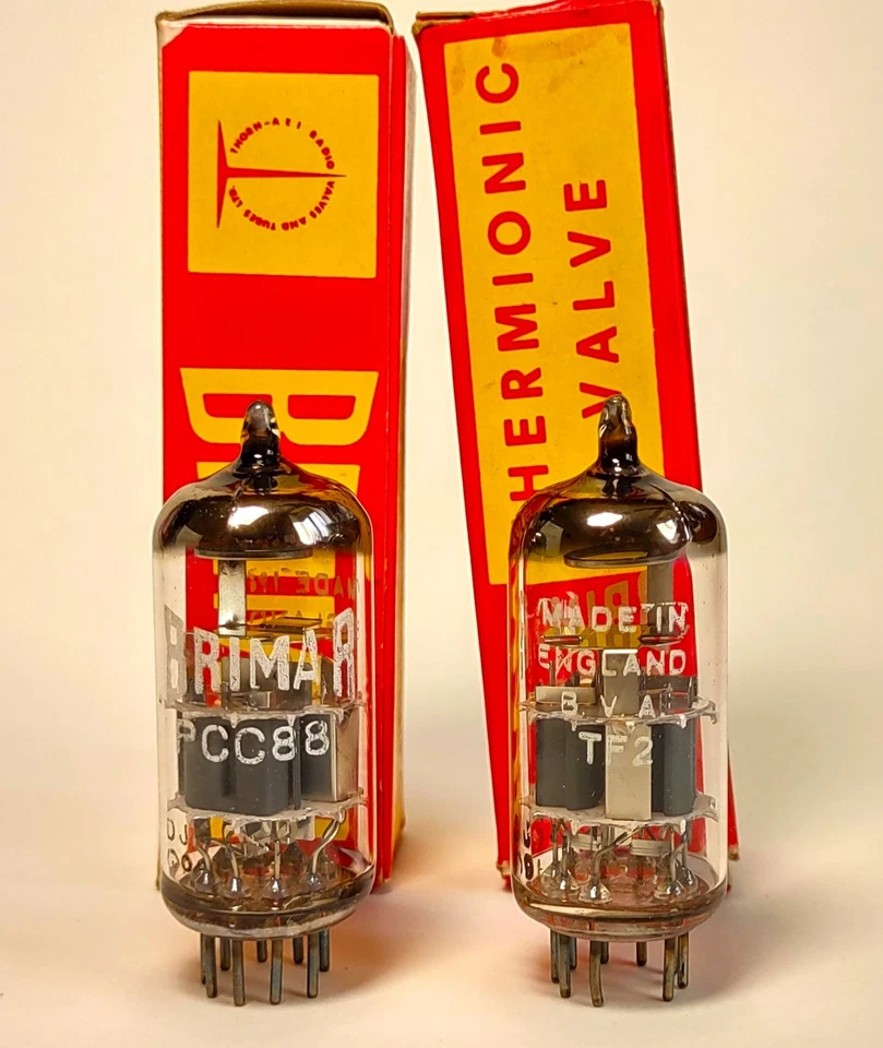 2x PCC88 7DJ8 Brimar Tubes Valvole Röhren Lampes Mullard Blackburn BVA MINT NOS Foto 3 de 4