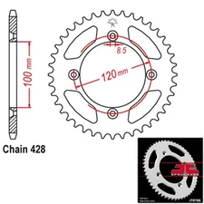 JT Sprockets Steel Rear Sprocket 428 Pitch 47 Tooth Suzuki RM80 (1982-2001)