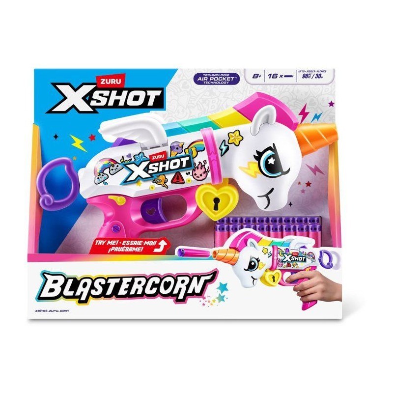 XSHOT BlasterCorn Heartbreaker ZURU avec 16 fléchettes en mousse pour enfant