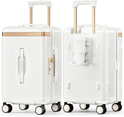 22'' Beige Spinner Carry-On Luggage with Cup Holder & TSA Lock