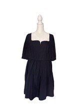 Madewell black poplin puff sleeve minidress with sweetheart neckline size