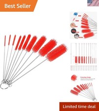 Lightweight 10-Piece Nylon Cleaning Brush Set with Stainless Steel Handles