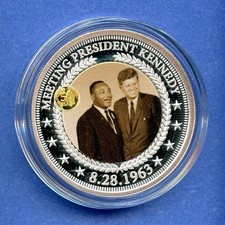 MLK Martin Luther King Jr. Meeting President Kennedy Silver Plated Proof Medal