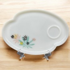 Vtg 60s Atomic Leaf Federal Glass Snack Plate Milk Glass Mary Jane MCM