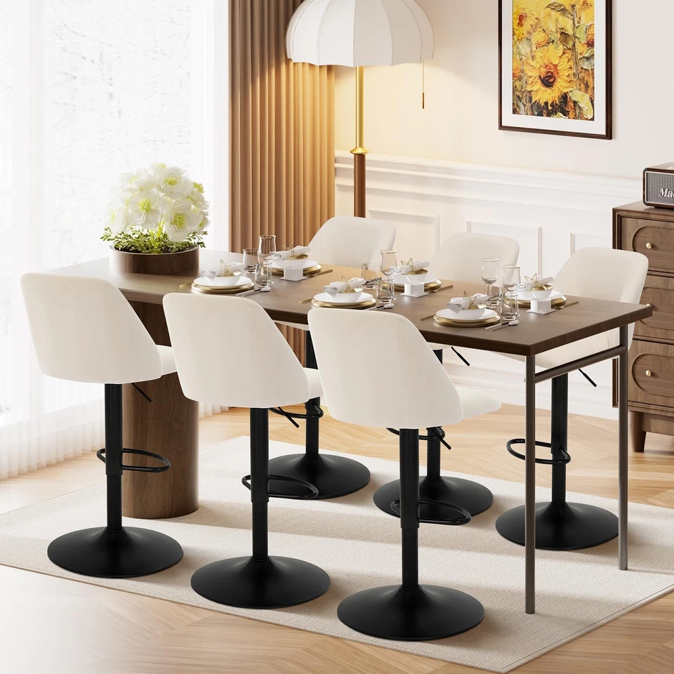 Bar Stools Set of 2, Modern Swivel Bar Chairs, Adjustable Upholstered Barstoo... - Изображение 4 из 4