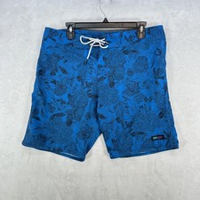Oakley Board Shorts Mens 33 Blue Floral Performance Fit Swim Trunks Stretch