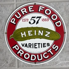Vtg 1983 Heinz 57 Porcelain Metal Sign Gas Station Diner Ketchup Mustard 11.25”