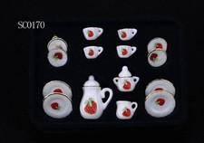 A set 15 pc of 1:12 Dollhouse Miniature Tea Set/ Miniature plates B35-10