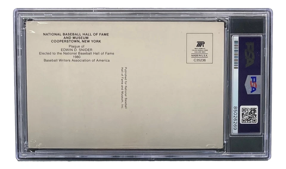 Duke Snider Signed 4x6 Brooklyn Dodgers HOF Plaque Card PSA/DNA 85026269 - Image 2 of 4