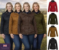 Ladies Wax Coat Jacket Womens Waxed Lined Belted Waterproof Country Riding NEW