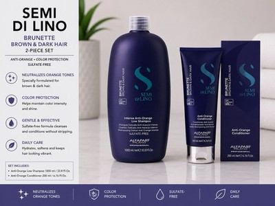 Alfaparf Semi Di Lino Anti Orange Shampoo 33.8oz + Conditioner 6.76oz Set