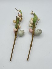 Easter Egg Floral Picks Speckled Pastel 11" Lot of 2 New