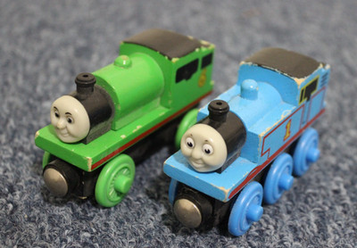 Thomas & Friends Wooden Railway Train Engine Lot of 2 Percy Thomas Small Faces