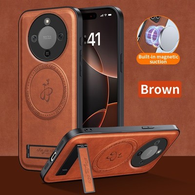 For Honor X9d 5G, Hybrid Armor Retro Leather Magnetic Stand Back Case Cover