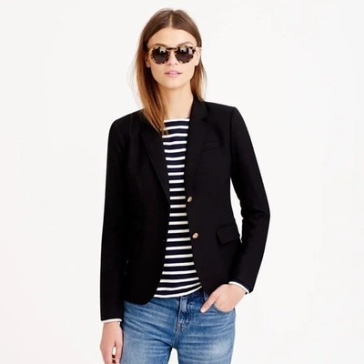 J. Crew Long Sleeve Notch Single Breasted Schoolboy Blazer Black Women's XL NWT