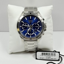 Image of Hugo Boss Troper 1514069 Chronograph Blue Dial Silver Steel Bracelet Men’s Watch