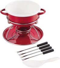 Set mini pentola per fonduta smaltata Belmani rosso metallo perlato H-3130 S-4885