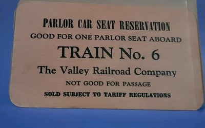 2x Valley Railroad Company Parlor Car Ticket Hartford Essex Chester Connecticut 