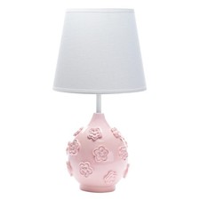 Lambs Ivy Signature Botanical Baby Pink Floral Nursery Lamp with Shade Bulb