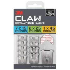 3M CLAW Drywall Picture Hanger Variety Packs: 15, 25, 45 lb. / 10-pack (Silver)