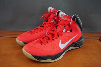 Nike Zoom Hyperquickness Shoes Mens 10.5 Red Basketball Mid Top Sneakers Lace Up