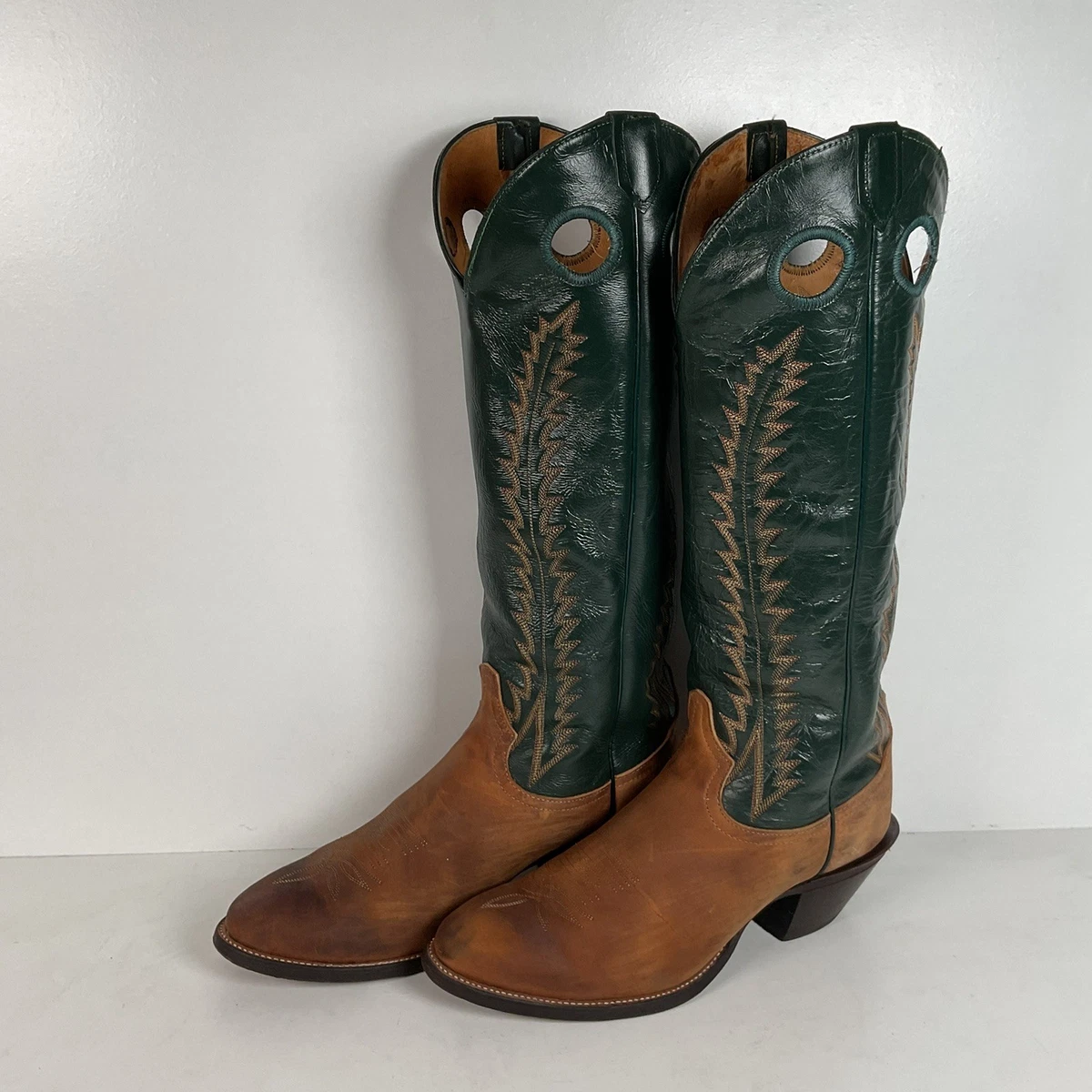 VTG TONY LAMA Boots Mens 8.5D Embroidered 6701 Green Black Rodeo Cowboy Tony Lama Green Boots for Men for Sale | Shop New & Used  main image 4