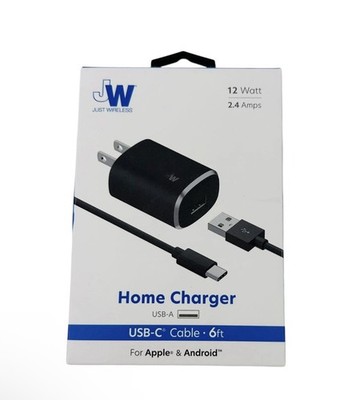 Just Wireless Home Charger w/ 6ft USB-C Cable for Apple & Android - Sealed Box