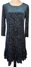 Tommy Hilfiger Velvet Burnout Dress Midi Green Paisley Print Womens Size 12 NWT