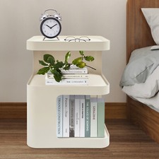 Couch Bedroom Modern Cream End Table Metal Nightstand Side Table with Storage