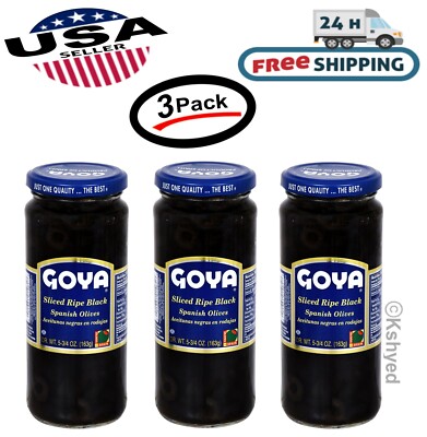 Goya Sliced Ripe Black Spanish olives 5.75 oz. (3 Pack) - New - Free shipping