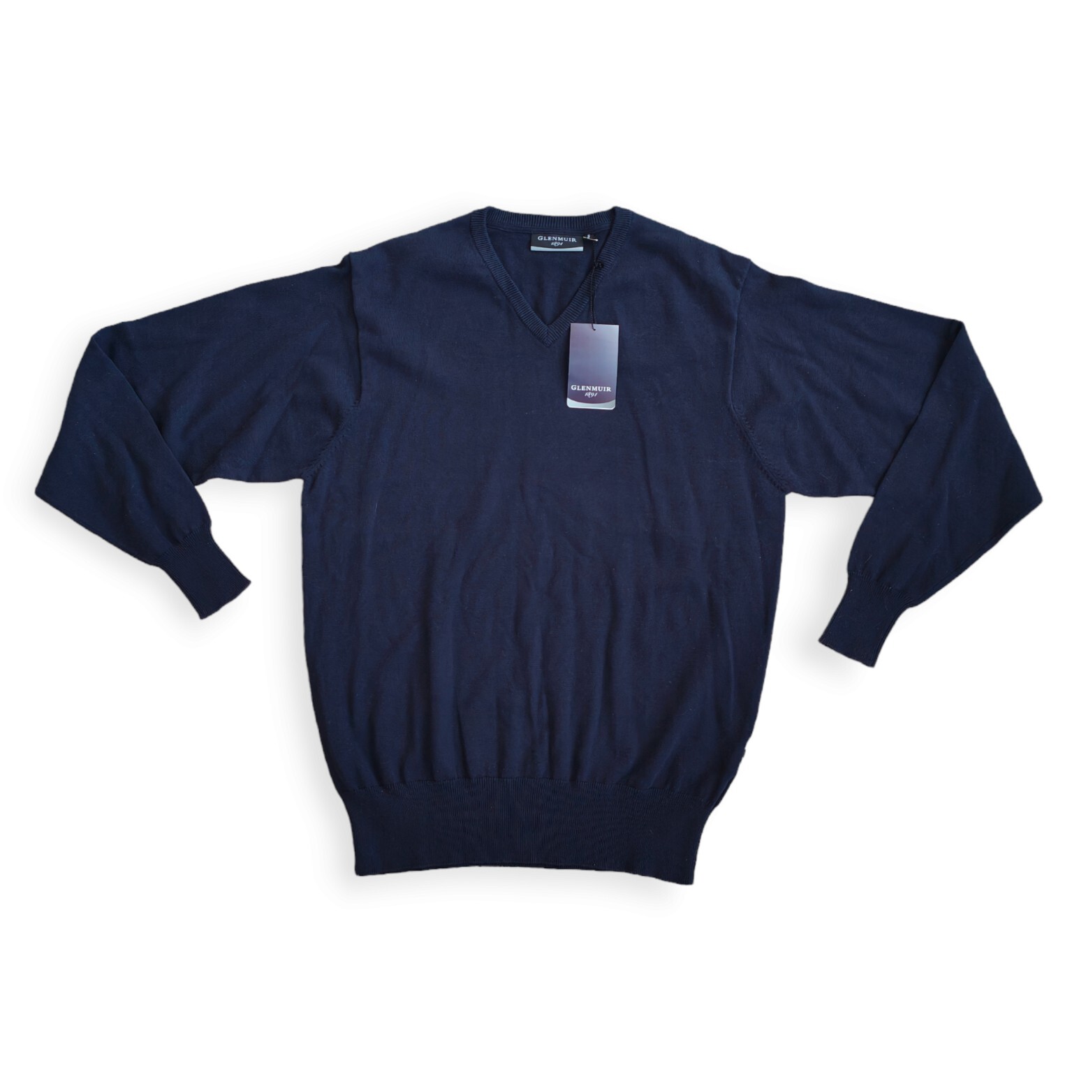 Glenmuir Eden V-Neck Cotton Sweater - Navy - Size S - BNWT