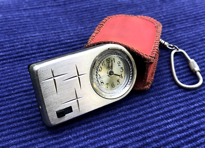Vintage Soviet mechanical alarm clock LUCH with key holder USSR