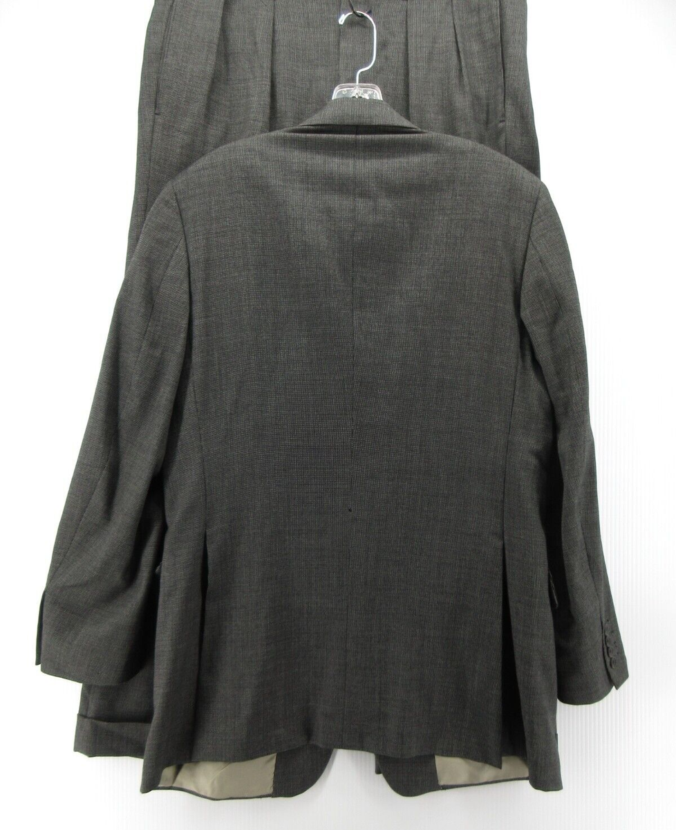 VINTAGE Paul Stuart Suit Men 41 Long Gray Wool Check Pleated