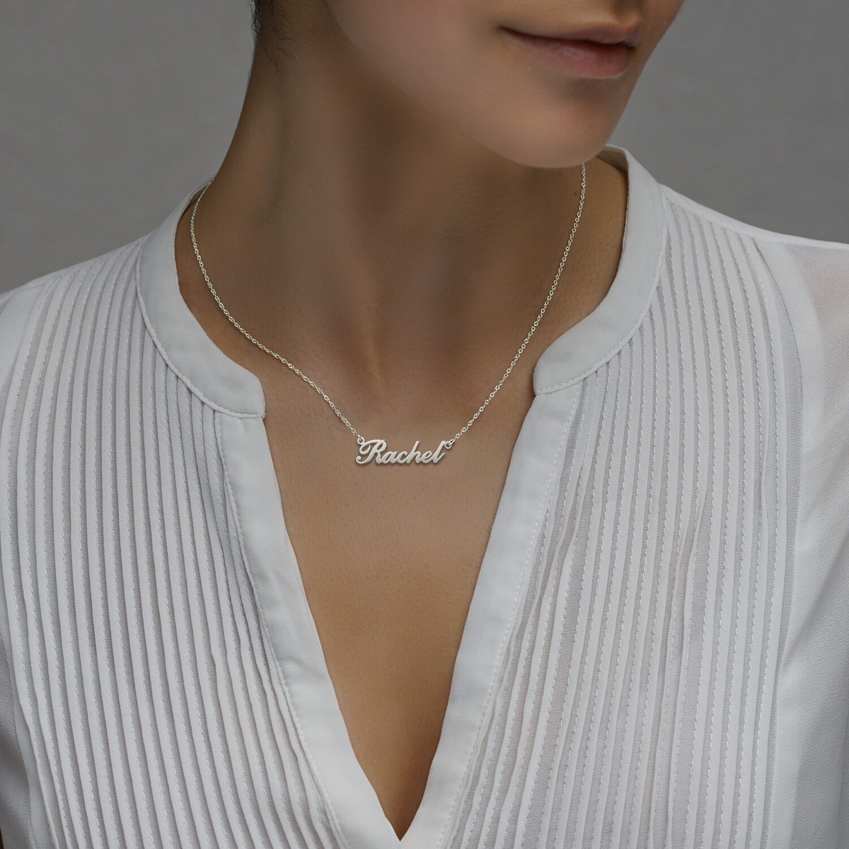 9ct White Gold Carrie Style Small Personalised Any Name Necklace