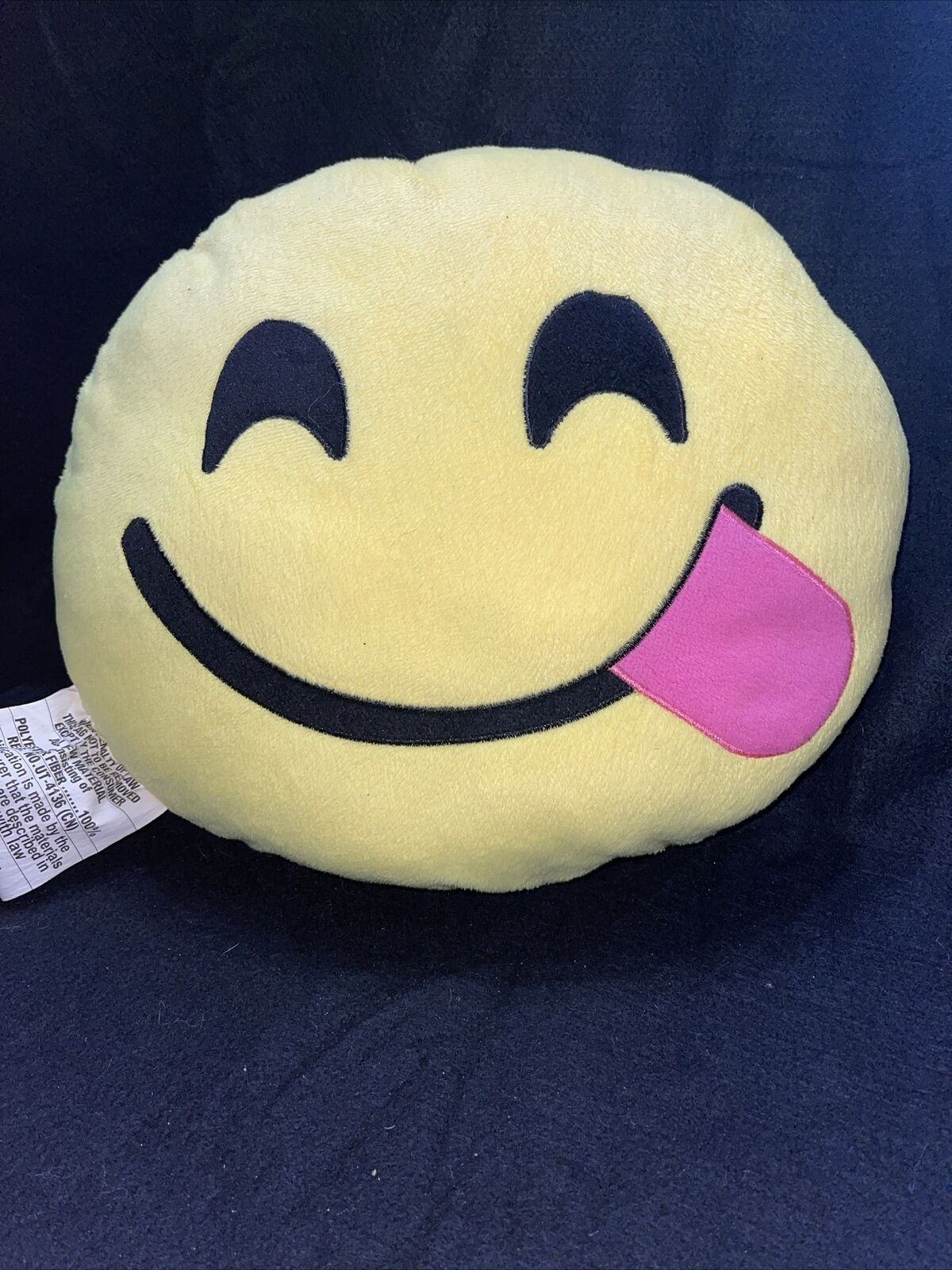 Emoji Pillow Yum Expression Yellow Plush Pillow Smiley Face Tongue