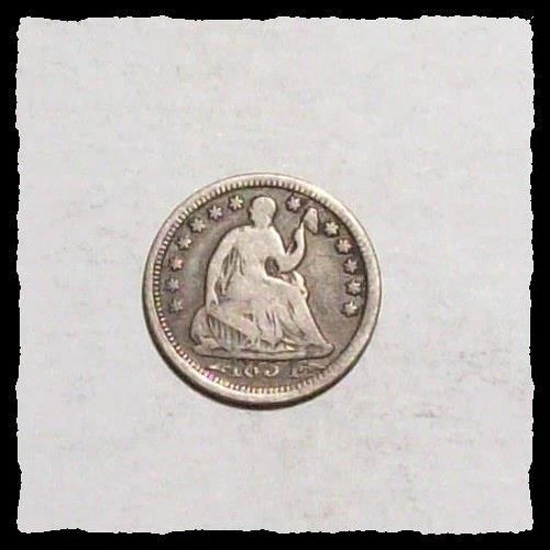 1854-P Variety 1 Seated Liberty Dime  Rare Date Below Rock  SHARP VG #14D33
